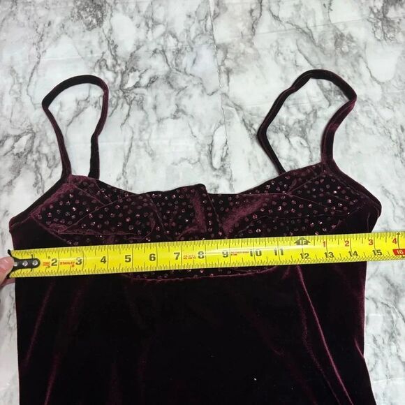 Jessica McClintock Gunne Sax Vintage low back Dark Red Maroon Velour Dress sz 9 - Picture 8 of 8
